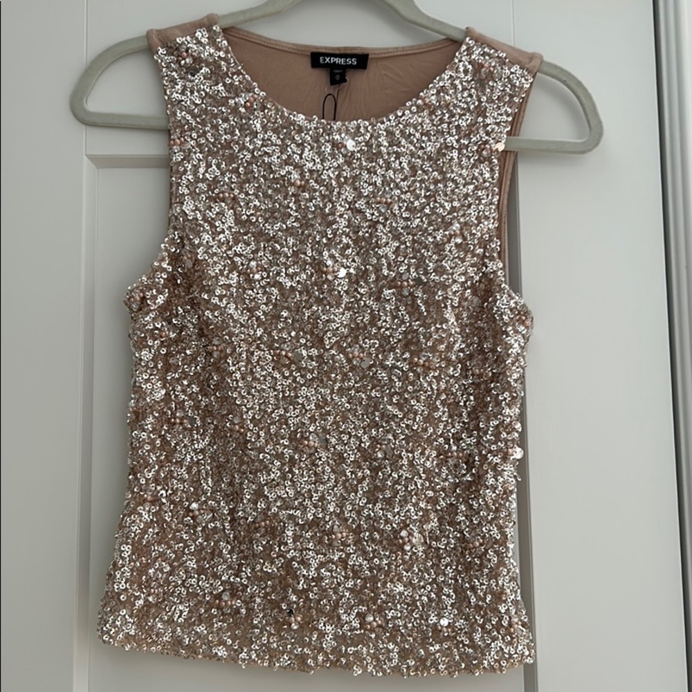 Nude/blush sequin top